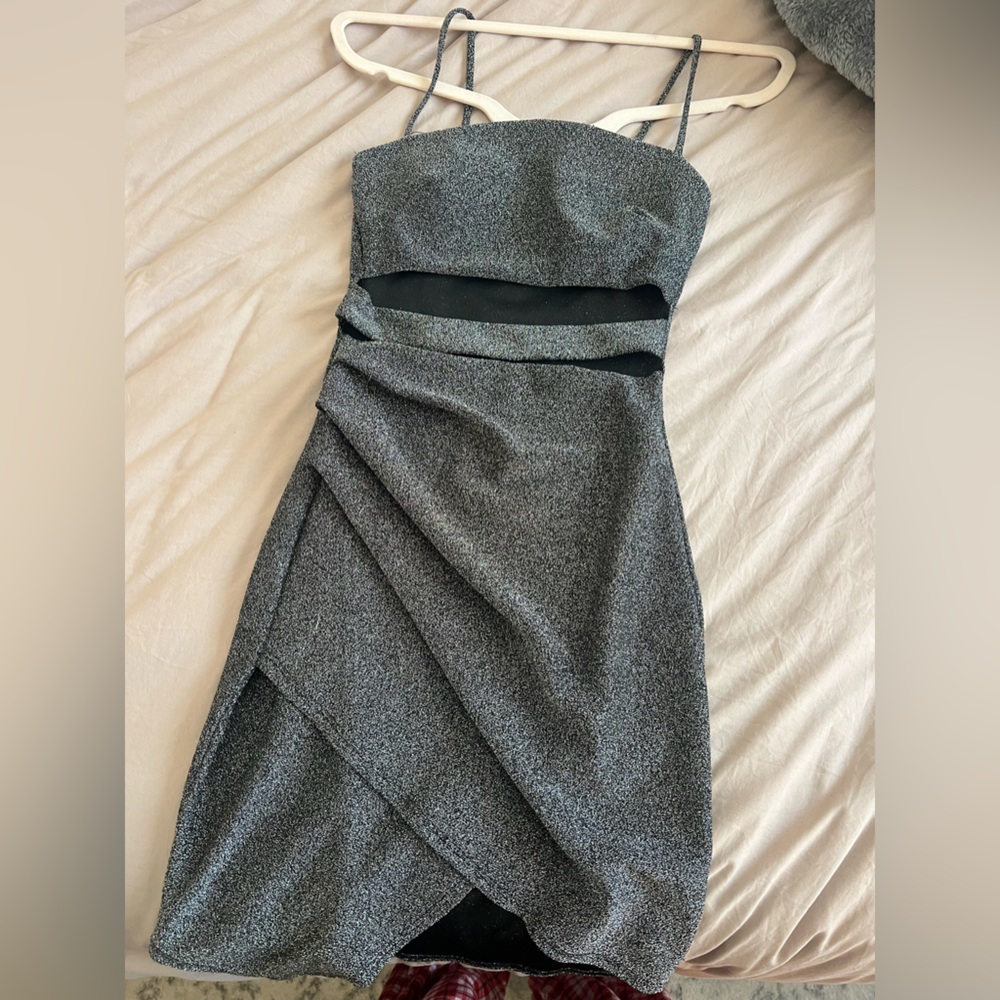 sparkly black cut out cocktail dress